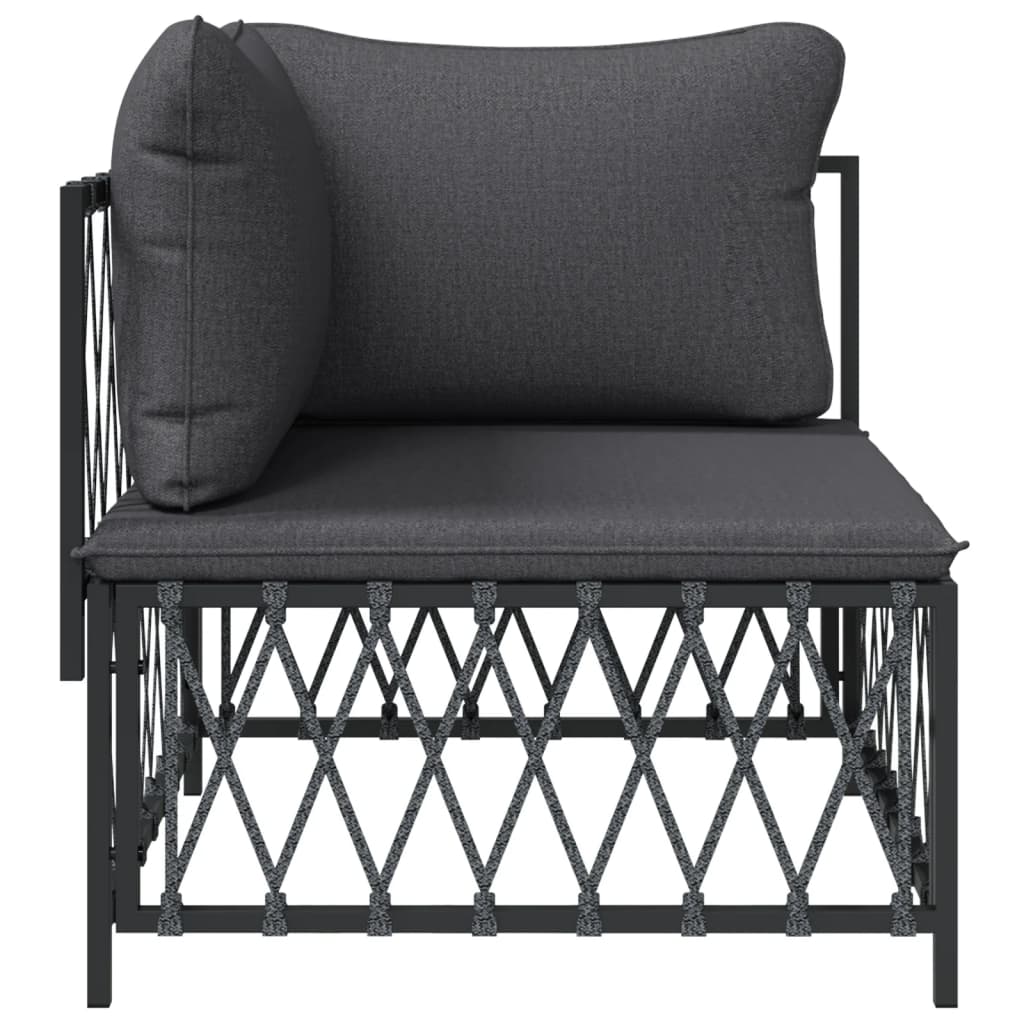 vidaXL Patio Corner Sofa with Cushions Anthracite Woven Fabric-1