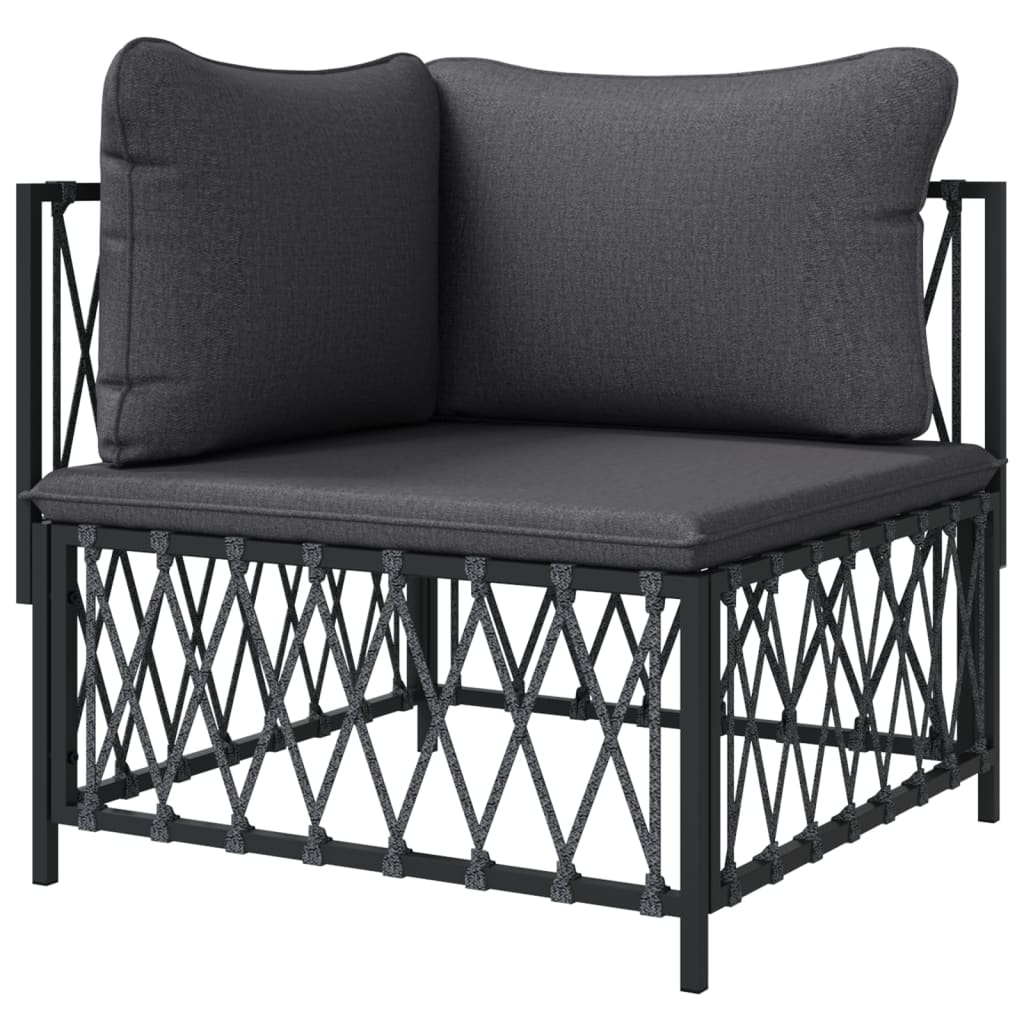 vidaXL Patio Corner Sofa with Cushions Anthracite Woven Fabric-2