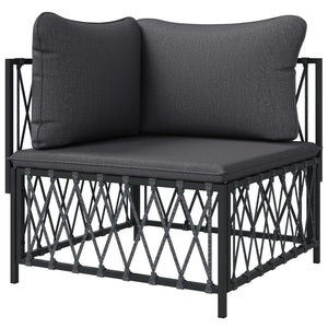 vidaXL Patio Corner Sofa with Cushions Anthracite Woven Fabric-2