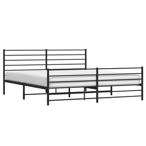 vidaXL Metal Bed Frame with Headboard and Footboard Black 76"x79.9" King-6