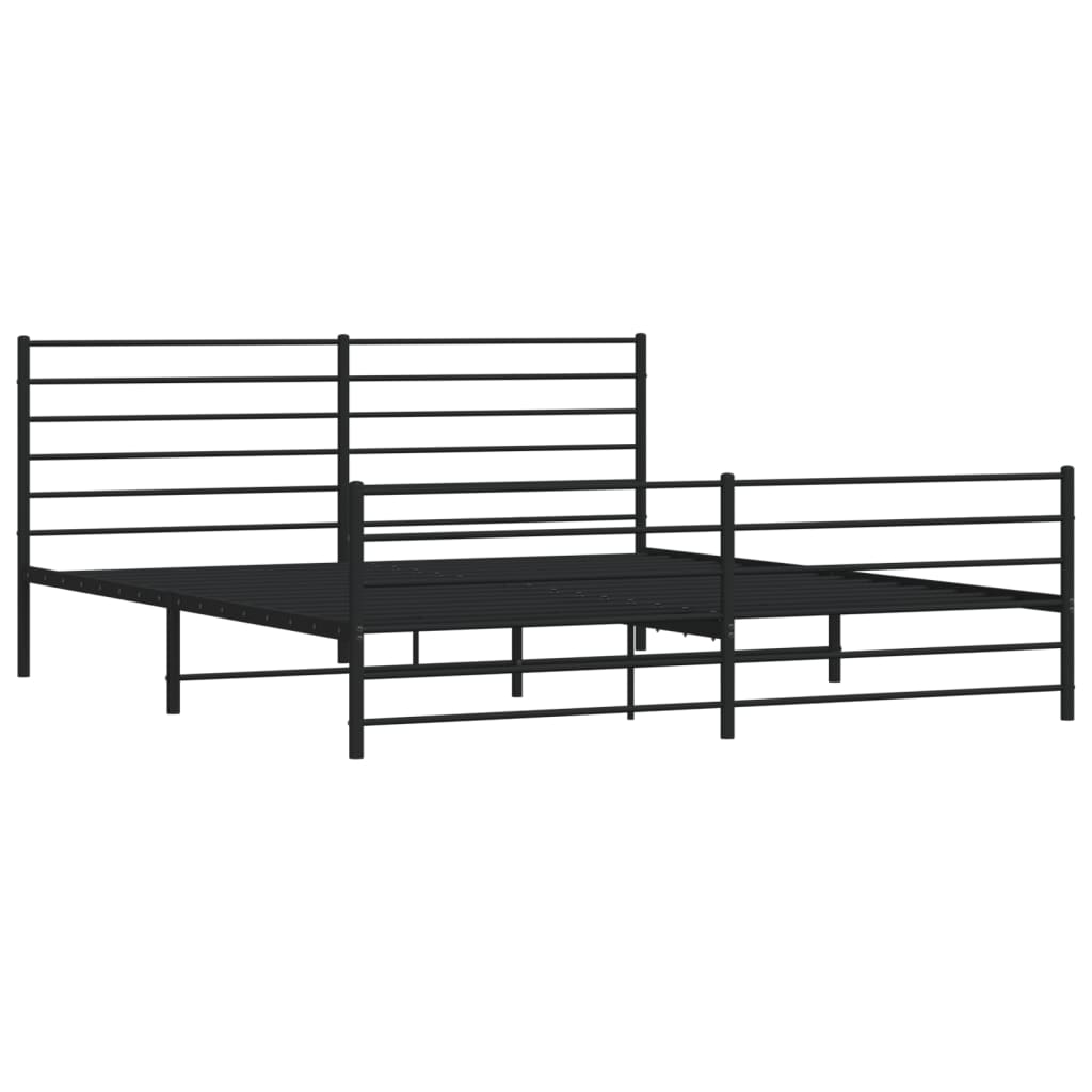 vidaXL Metal Bed Frame with Headboard and Footboard Black 76"x79.9" King-7