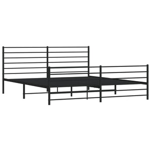 vidaXL Metal Bed Frame with Headboard and Footboard Black 76"x79.9" King-7