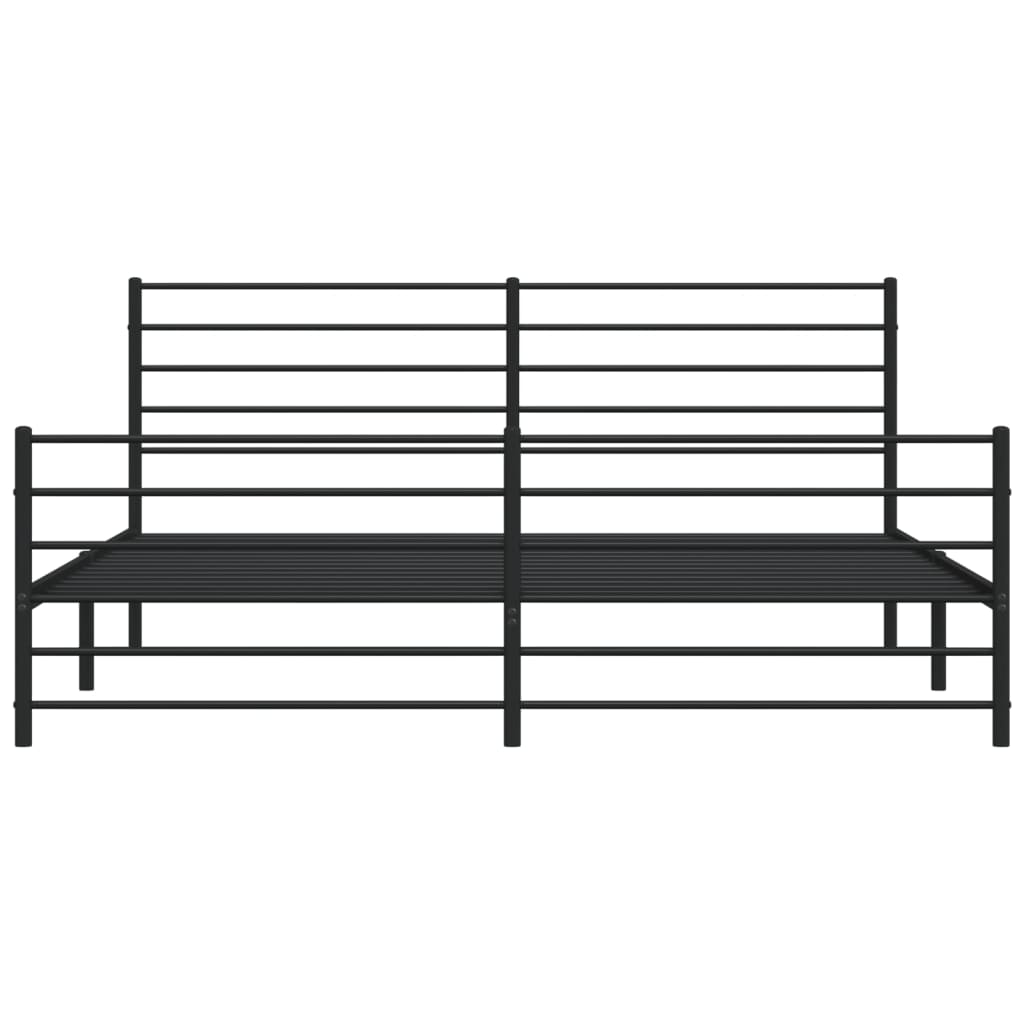 vidaXL Metal Bed Frame with Headboard and Footboard Black 76"x79.9" King-8