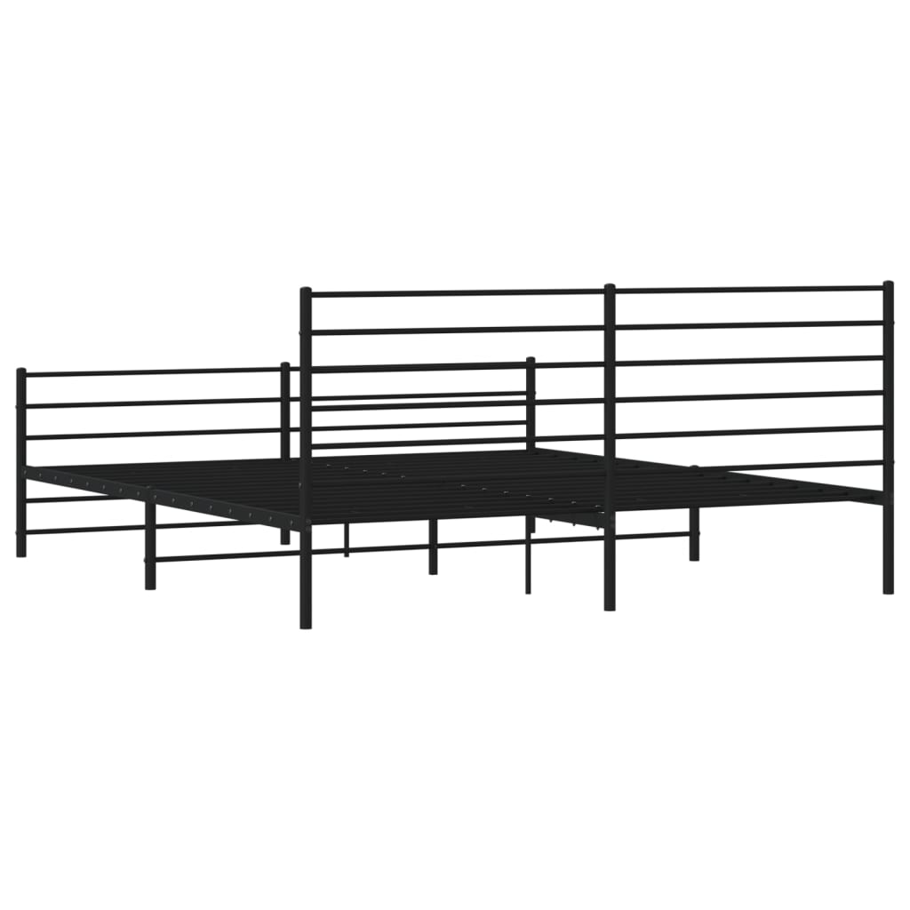 vidaXL Metal Bed Frame with Headboard and Footboard Black 76"x79.9" King-10