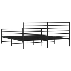 vidaXL Metal Bed Frame with Headboard and Footboard Black 76"x79.9" King-10