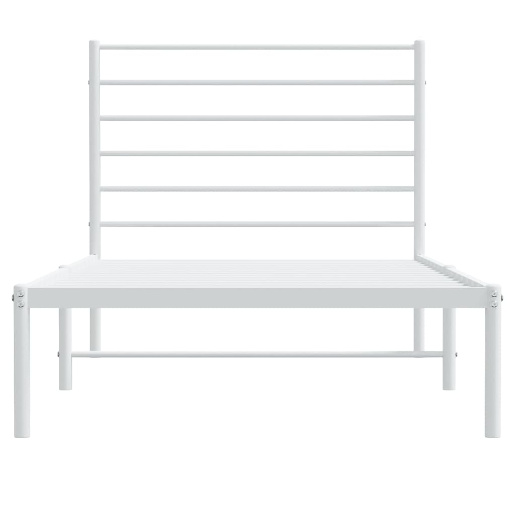 vidaXL Metal Bed Frame with Headboard White 39.4"x74.8" Twin-6