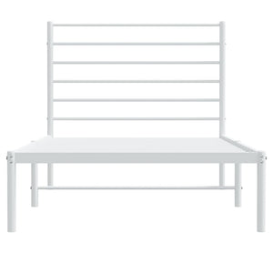 vidaXL Metal Bed Frame with Headboard White 39.4"x74.8" Twin-6