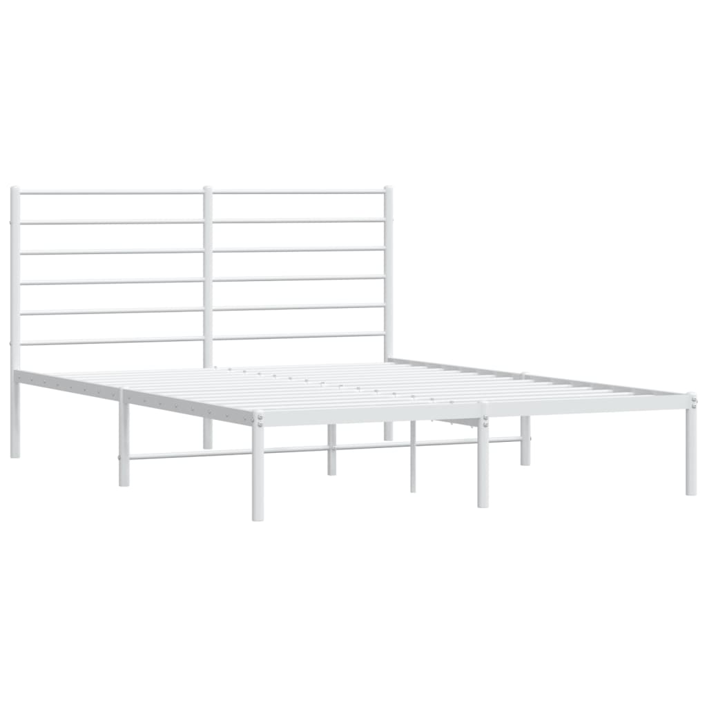 vidaXL Metal Bed Frame with Headboard White 53.9"x74.8" Full-4