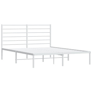 vidaXL Metal Bed Frame with Headboard White 53.9"x74.8" Full-4