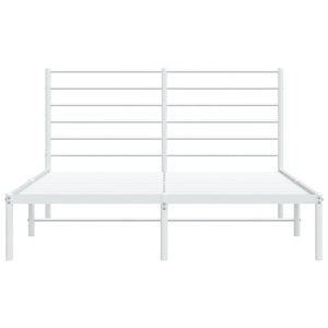 vidaXL Metal Bed Frame with Headboard White 53.9"x74.8" Full-5