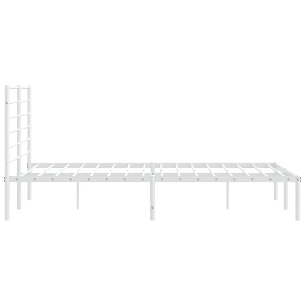 vidaXL Metal Bed Frame with Headboard White 53.9"x74.8" Full-6