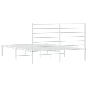 vidaXL Metal Bed Frame with Headboard White 53.9"x74.8" Full-7