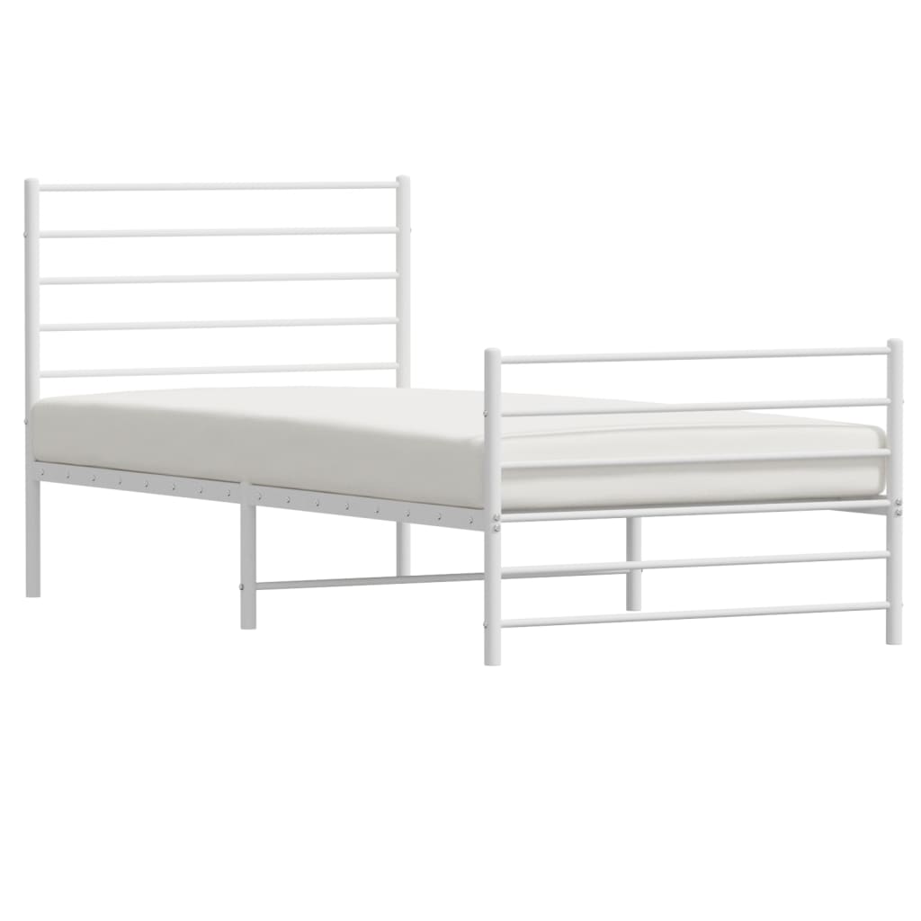 vidaXL Metal Bed Frame with Headboard and Footboard White 39.4"x74.8" Twin-3