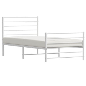 vidaXL Metal Bed Frame with Headboard and Footboard White 39.4"x74.8" Twin-3