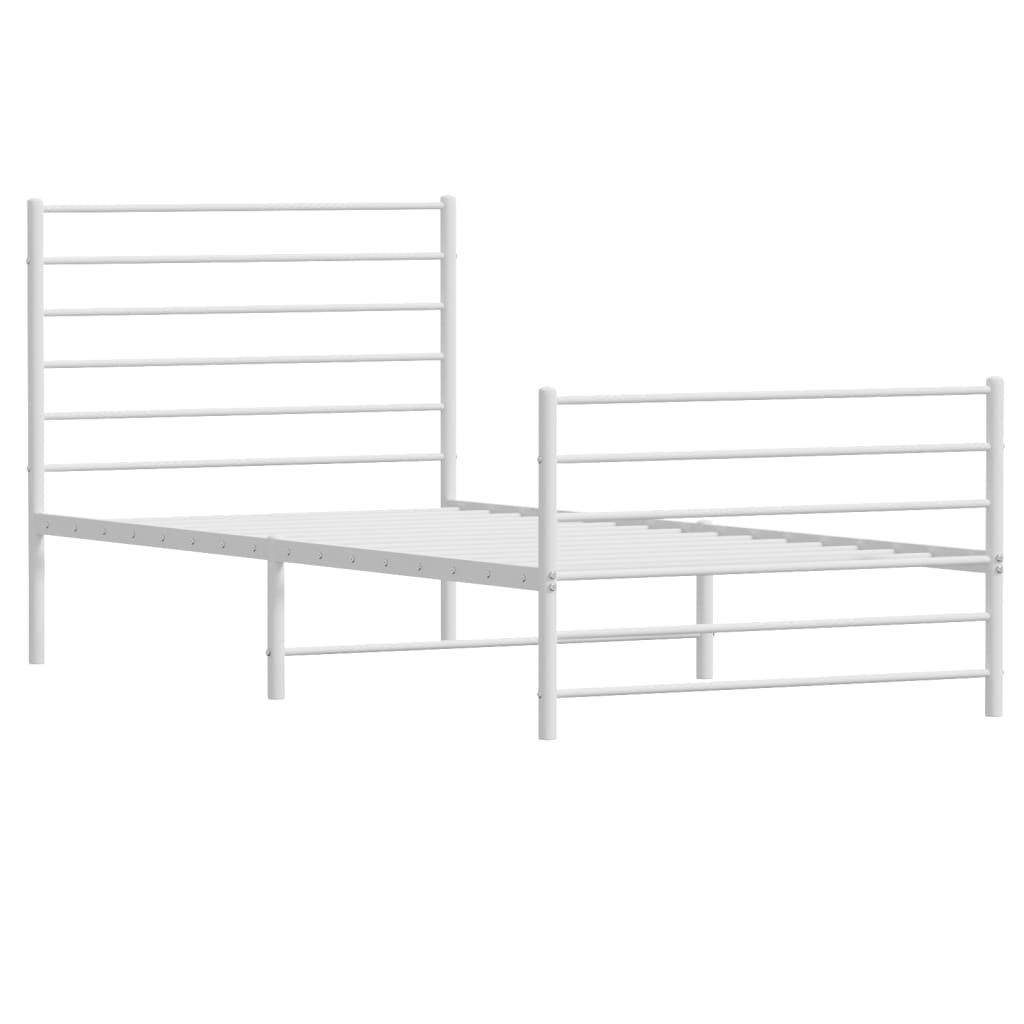 vidaXL Metal Bed Frame with Headboard and Footboard White 39.4"x74.8" Twin-4