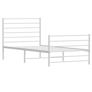 vidaXL Metal Bed Frame with Headboard and Footboard White 39.4"x74.8" Twin-4