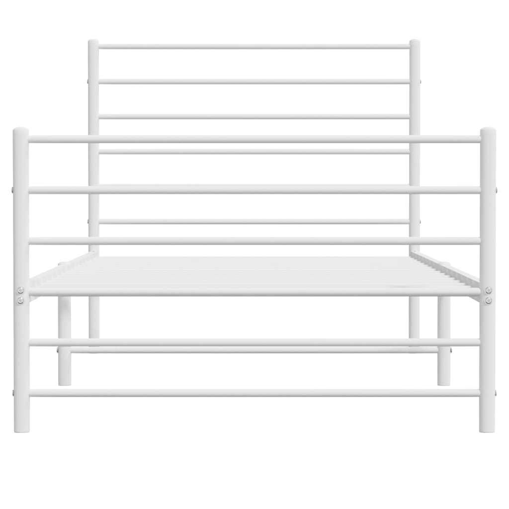 vidaXL Metal Bed Frame with Headboard and Footboard White 39.4"x74.8" Twin-5