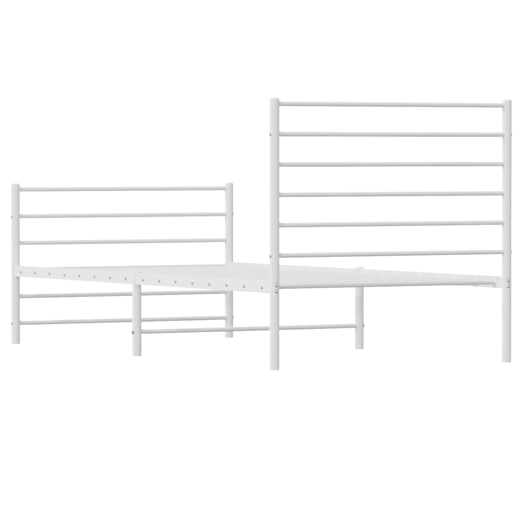 vidaXL Metal Bed Frame with Headboard and Footboard White 39.4"x74.8" Twin-7