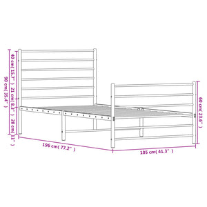 vidaXL Metal Bed Frame with Headboard and Footboard White 39.4"x74.8" Twin-8