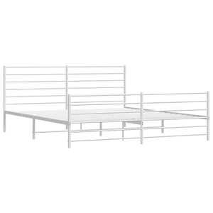 vidaXL Metal Bed Frame with Headboard and Footboard White 76"x79.9" King-5