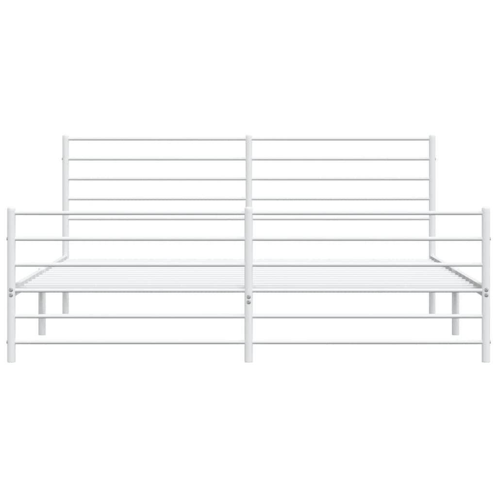 vidaXL Metal Bed Frame with Headboard and Footboard White 76"x79.9" King-6