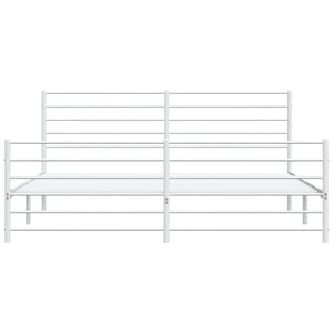 vidaXL Metal Bed Frame with Headboard and Footboard White 76"x79.9" King-6