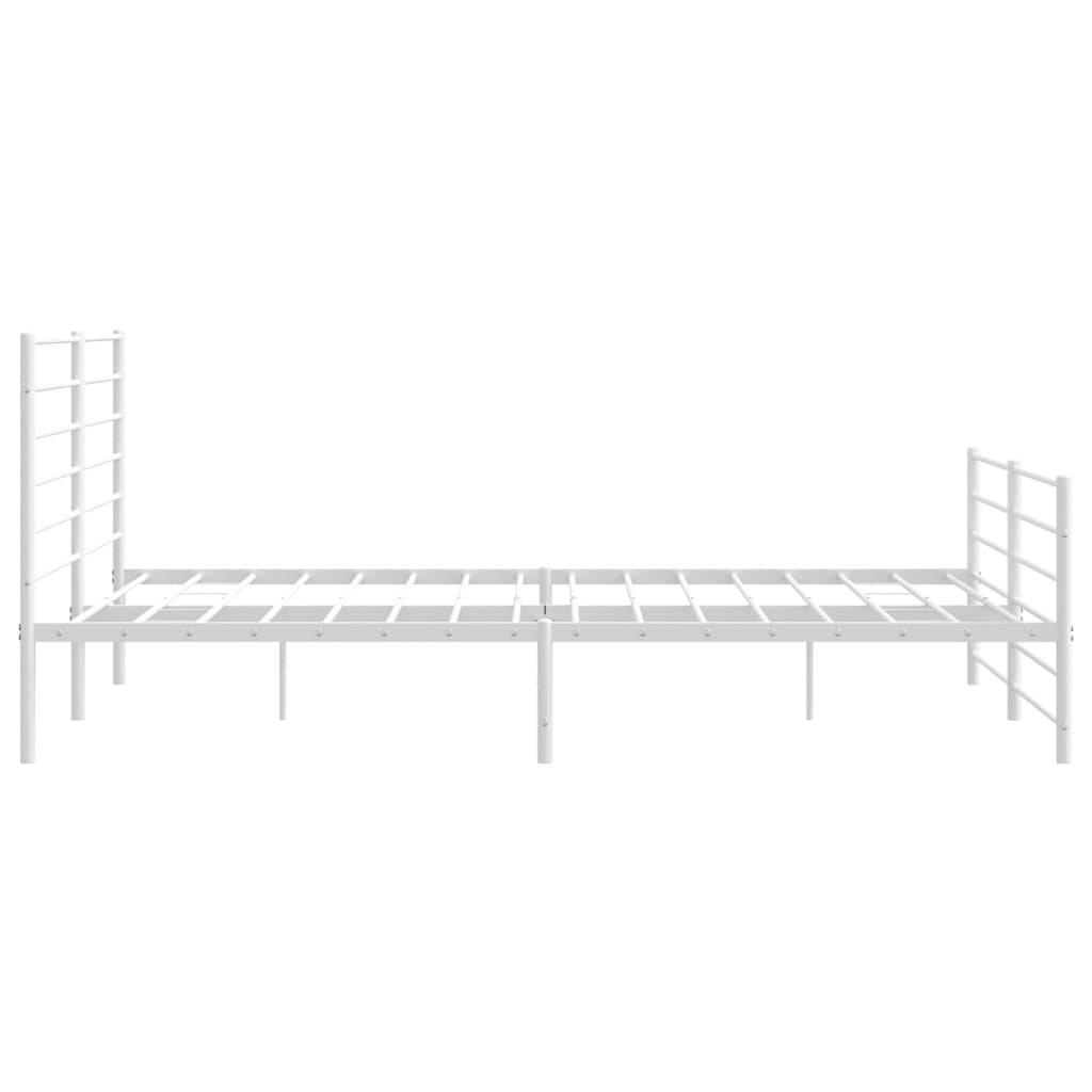 vidaXL Metal Bed Frame with Headboard and Footboard White 76"x79.9" King-7