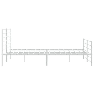 vidaXL Metal Bed Frame with Headboard and Footboard White 76"x79.9" King-7