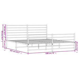 vidaXL Metal Bed Frame with Headboard and Footboard White 76"x79.9" King-9