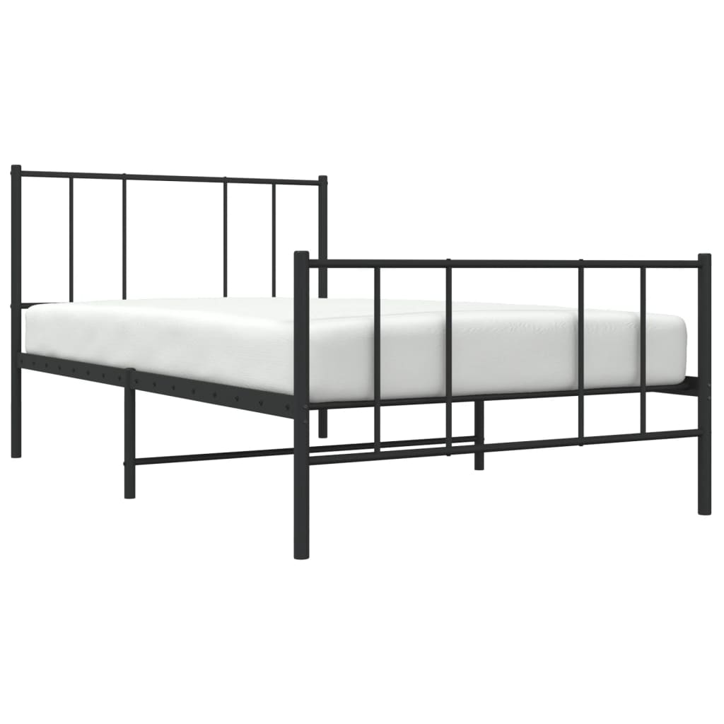 vidaXL Metal Bed Frame with Headboard and Footboard Black 39.4"x78.7"-4