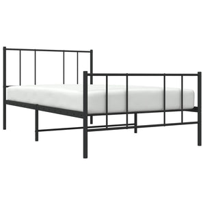 vidaXL Metal Bed Frame with Headboard and Footboard Black 39.4"x78.7"-4