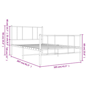 vidaXL Metal Bed Frame with Headboard and Footboard Black 39.4"x78.7"-3