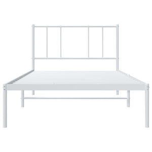 vidaXL Metal Bed Frame with Headboard White 39.4"x74.8" Twin-6