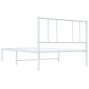 vidaXL Metal Bed Frame with Headboard White 39.4"x74.8" Twin-8