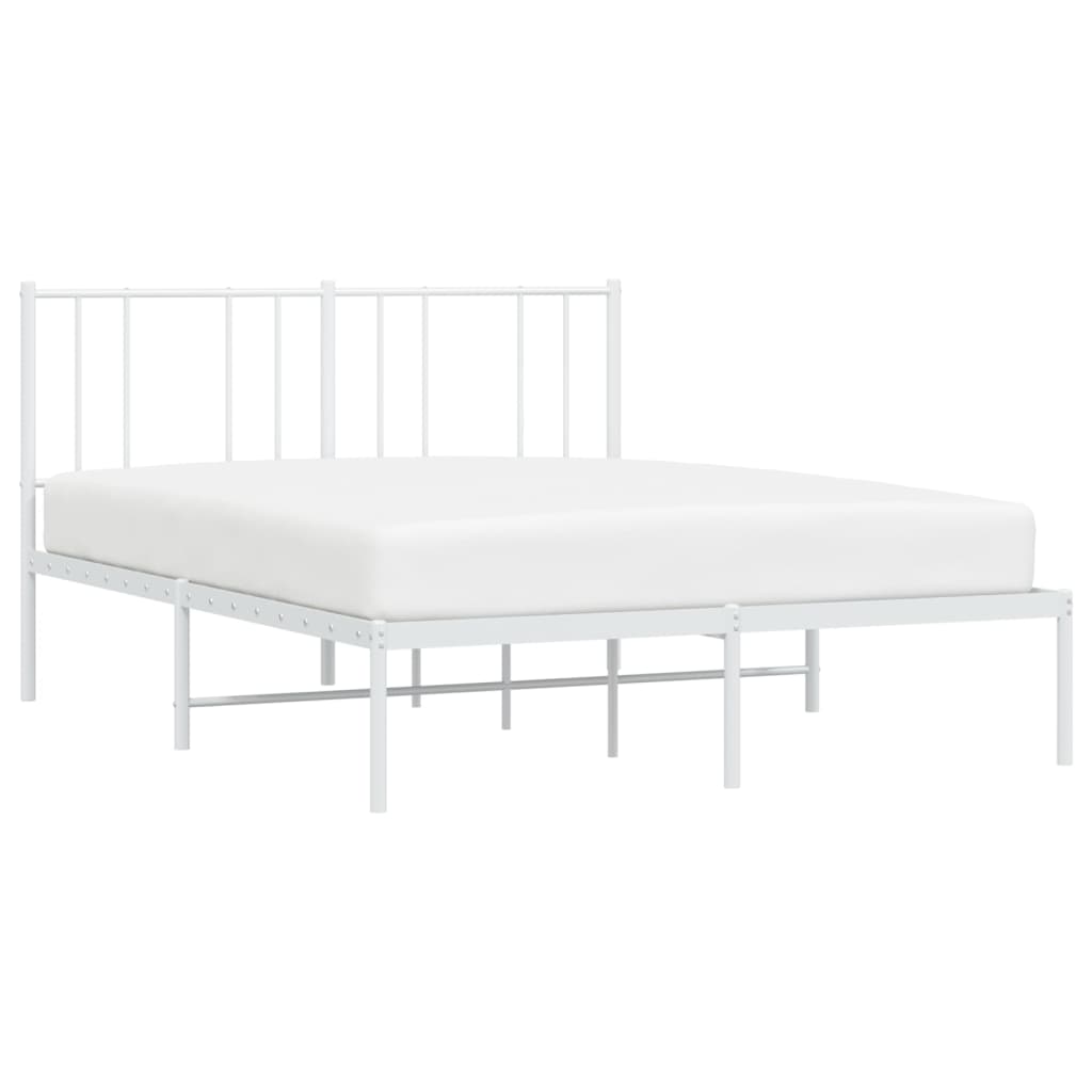 vidaXL Metal Bed Frame with Headboard White 59.8"x78.7"-3