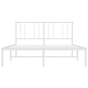 vidaXL Metal Bed Frame with Headboard White 59.8"x78.7"-5