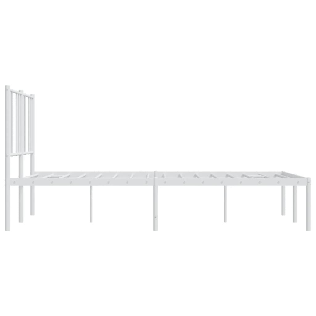 vidaXL Metal Bed Frame with Headboard White 59.8"x78.7"-6