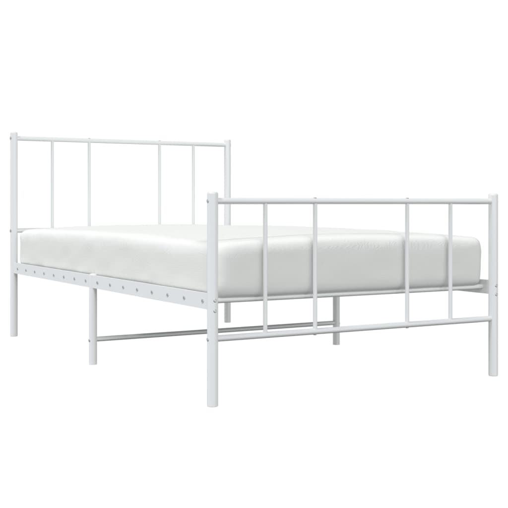 vidaXL Metal Bed Frame with Headboard and Footboard White 39.4"x74.8" Twin-3