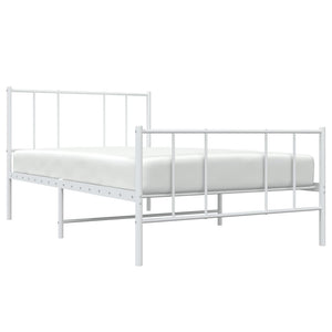 vidaXL Metal Bed Frame with Headboard and Footboard White 39.4"x74.8" Twin-3