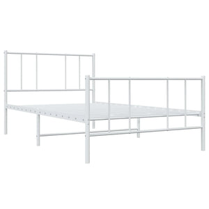 vidaXL Metal Bed Frame with Headboard and Footboard White 39.4"x74.8" Twin-4