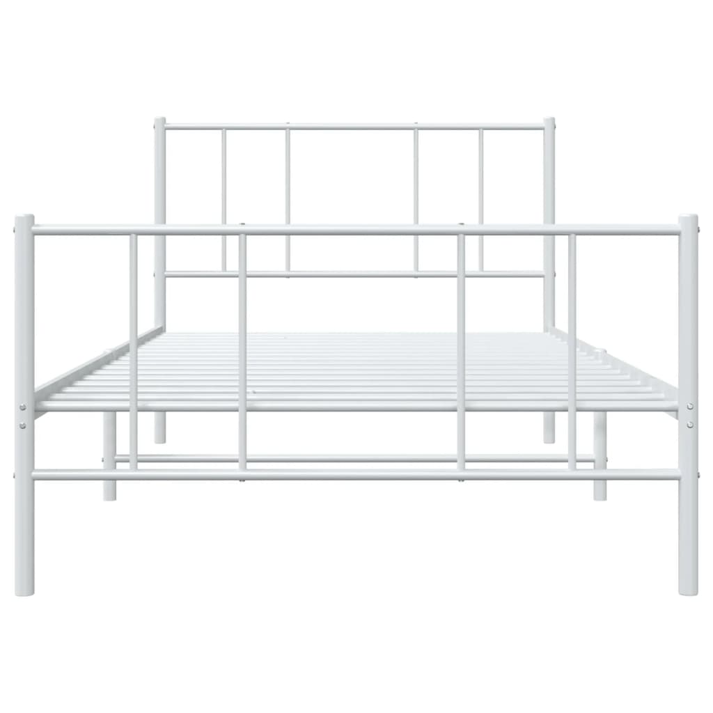 vidaXL Metal Bed Frame with Headboard and Footboard White 39.4"x74.8" Twin-5