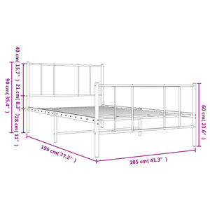 vidaXL Metal Bed Frame with Headboard and Footboard White 39.4"x74.8" Twin-8