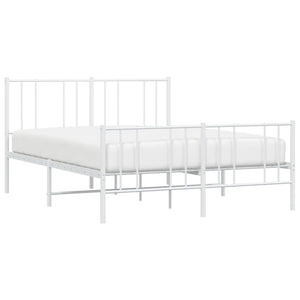 vidaXL Metal Bed Frame with Headboard and Footboard White 53.9"x74.8" Full-3