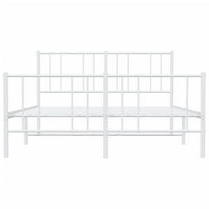 vidaXL Metal Bed Frame with Headboard and Footboard White 53.9"x74.8" Full-5