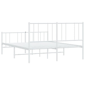 vidaXL Metal Bed Frame with Headboard and Footboard White 53.9"x74.8" Full-7