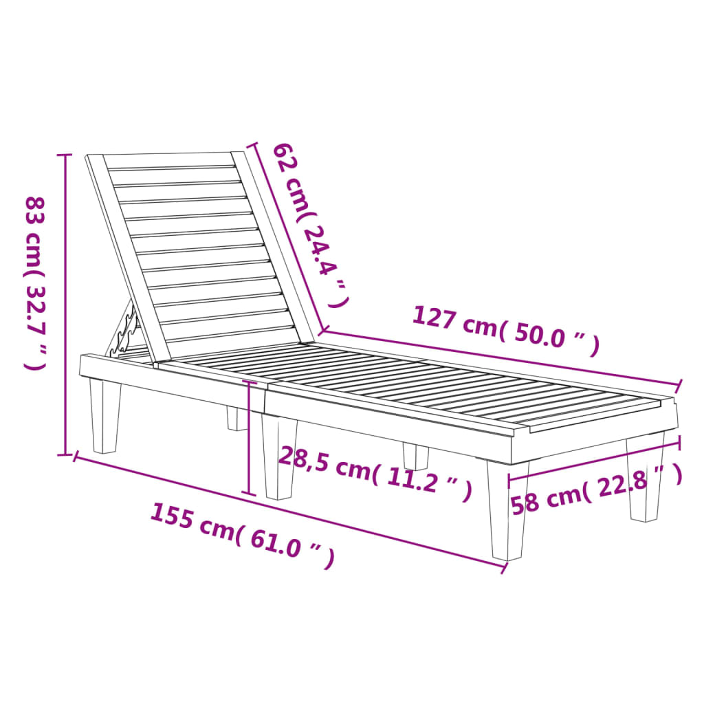 vidaXL Daybed Chaise Lounge Chair Outdoor Seating Furniture Polypropylene-20