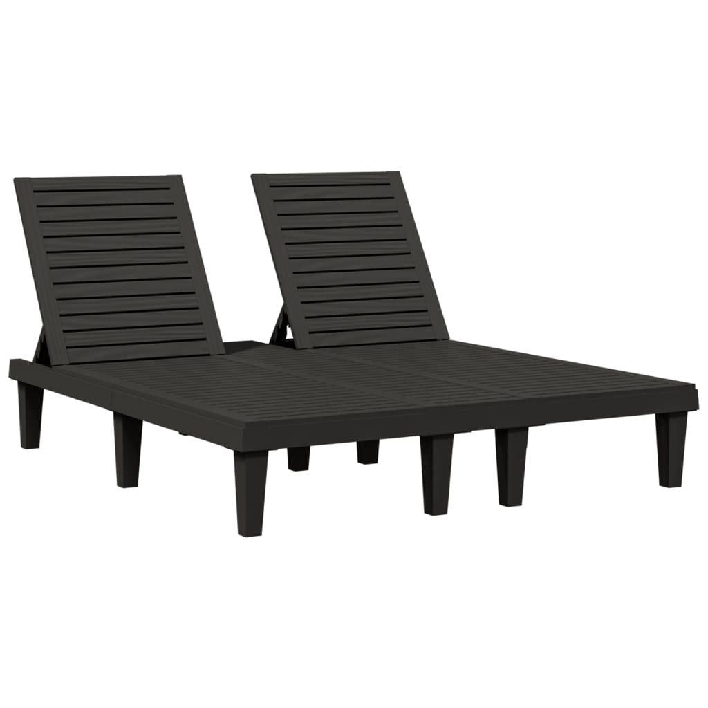 vidaXL Double Sun Lounger Black 61"x54.3"x32.7" Polypropylene-0