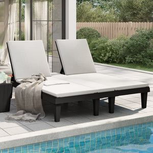 vidaXL Double Sun Lounger Black 61"x54.3"x32.7" Polypropylene-4