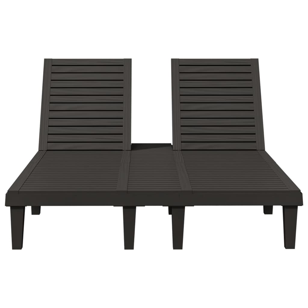 vidaXL Double Sun Lounger Black 61"x54.3"x32.7" Polypropylene-6