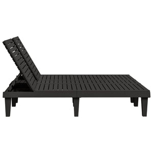 vidaXL Double Sun Lounger Black 61"x54.3"x32.7" Polypropylene-7